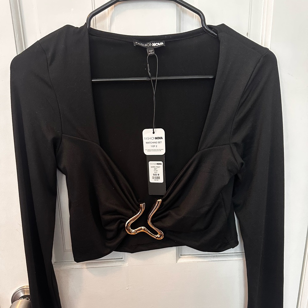 Fashion Nova Black Long Sleeve Top